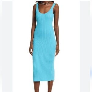 Open Edit Aqua Sleeveless Ribbed Dress